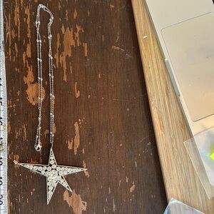 32” Chain And Gorgeous Prong Set Crystal Rhinestone Pendant 80s